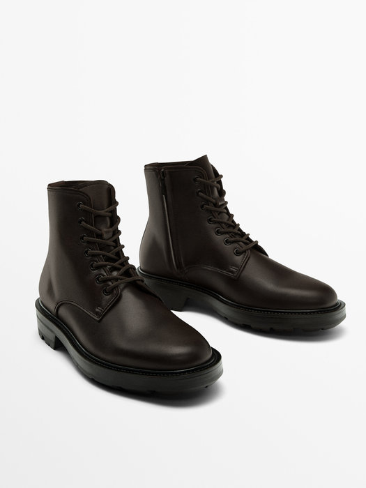 Hnědé kožené vysoké boty #229